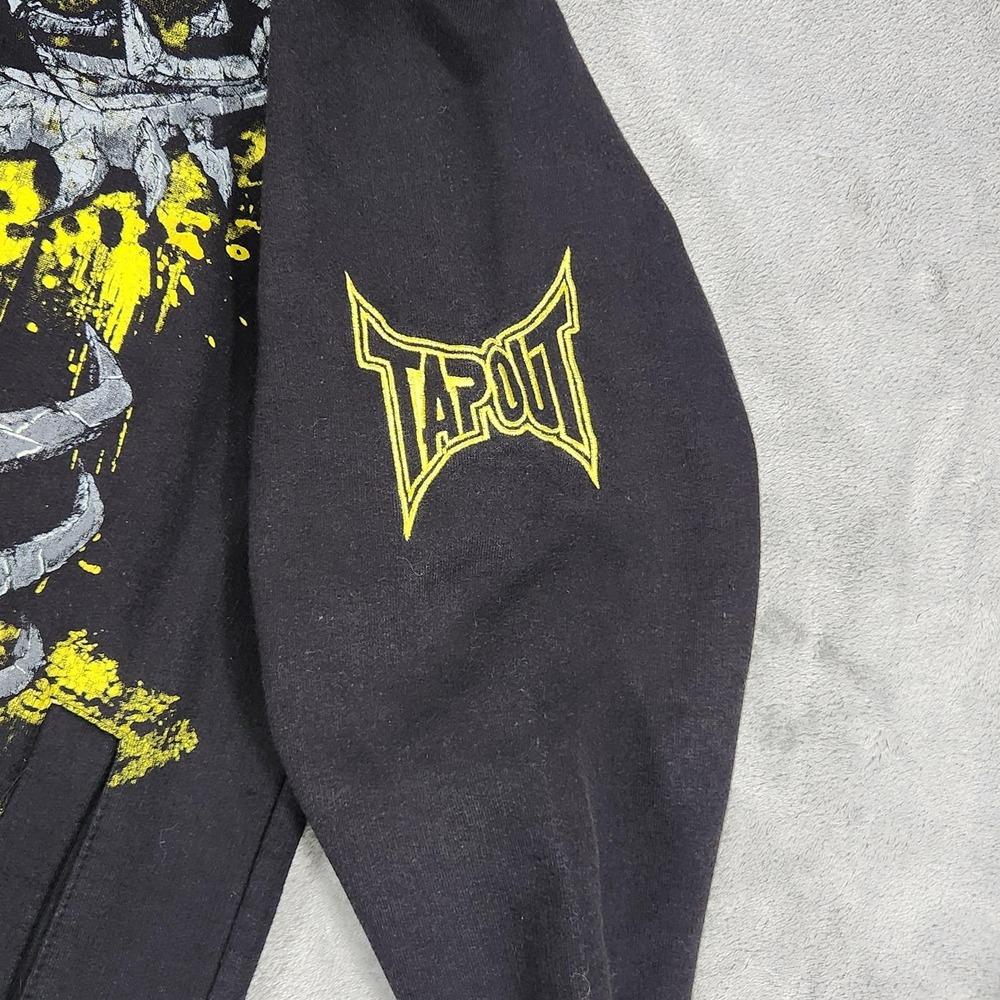 Tapout Hoodie Sweatshirt Mens Medium Black Full Zip Skull Y2K Vintage Ribcage - Picture 5 of 13